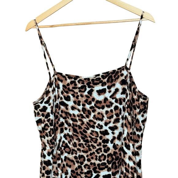 NWT Vero Moda Tan Leopard Print Spaghetti Strap Mini Cocktail Dress Size XL - Picture 6 of 8